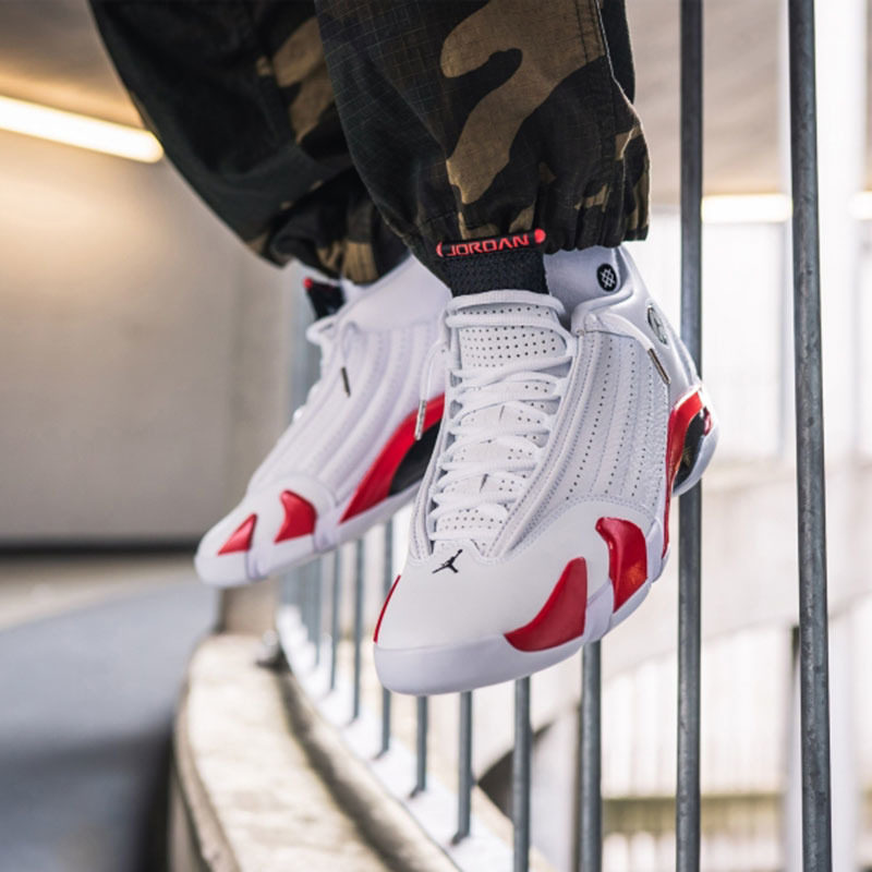 Air Jordan 14 Candy Cane AJ14 白红男中帮休闲篮球鞋487471-100