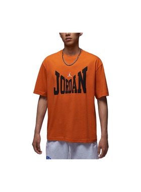 Jordan Brooklyn 橙色 男款 logo字母圆领短袖T恤HV3895-805