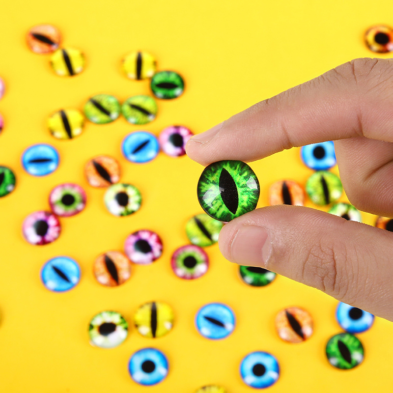 恐龙猫眼睛玻璃眼睛动物眼珠子DIY手工ab胶奶油材料水晶胶16mm