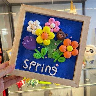 超轻粘土作品相框 diy手工制作手办人偶彩泥石塑黏土木质立体画框