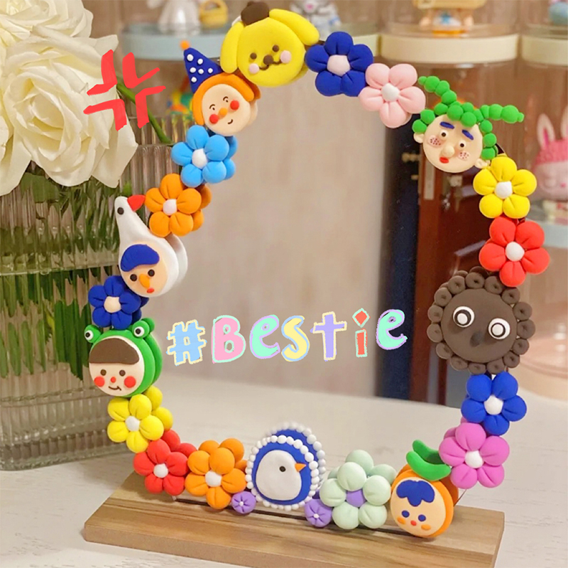 超轻土镜子diy材料包彩色黏土化妆镜子卧室创意重阳节生日小礼物