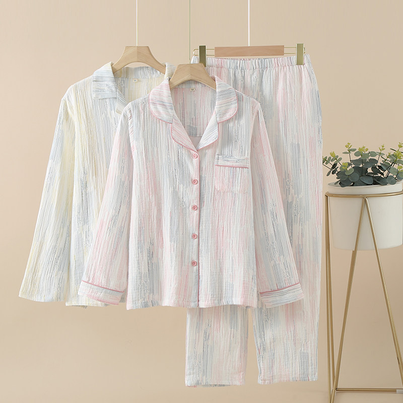 情侣睡衣纯棉绉纱春秋夏薄款翻领开衫长袖宽松可外穿空调服家居套,女士内衣/男士内衣/家居服,睡衣/家居服套装,淘宝优惠券,粉丝福利购,淘宝优惠卷