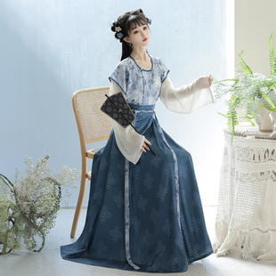 [花与蝶]迎笙诺原创唐制汉服印花唐褙子春夏圆领衫齐腰八破裙日常
