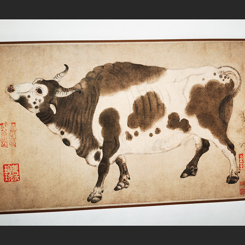 韩滉五牛图1:1高清复制装饰画国画卷轴画心画芯可装裱十大名画
