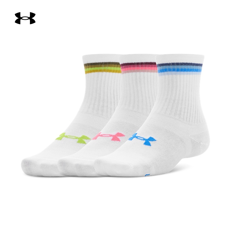 安德玛官方UA Essential女子运动休闲中筒袜-3双装1382942