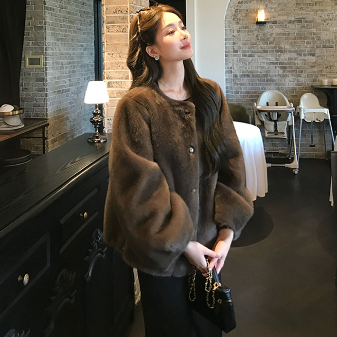 皮草外套女2025秋冬新款仿水貂毛短款中古风环保貂皮大衣毛毛外套