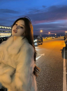 皮草外套女2025年秋冬新款仿狐狸毛暮光柔云时尚短款翻领毛毛外套