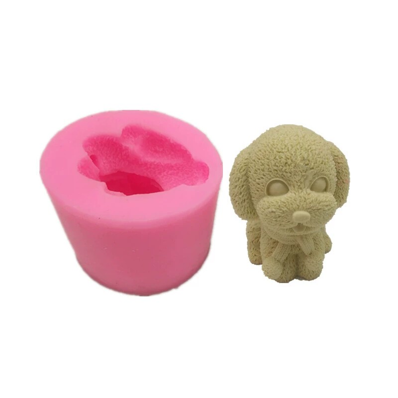 3D围巾狗泰迪狗硅胶冰激凌慕斯蛋糕模具 diy巧克力手工皂烘焙工具