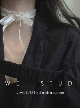 VIWEI桃心锁骨链蕾丝丝带锁骨链