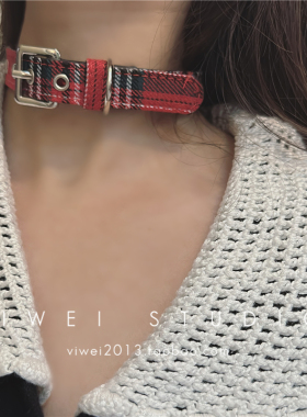 VIWEI英伦风格纹锁骨链choker