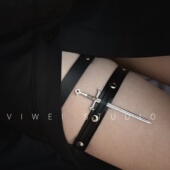 「甜心killer」原宿风个性 JK铆钉宝剑辣妹暗黑朋克腿环蹦迪腿饰女