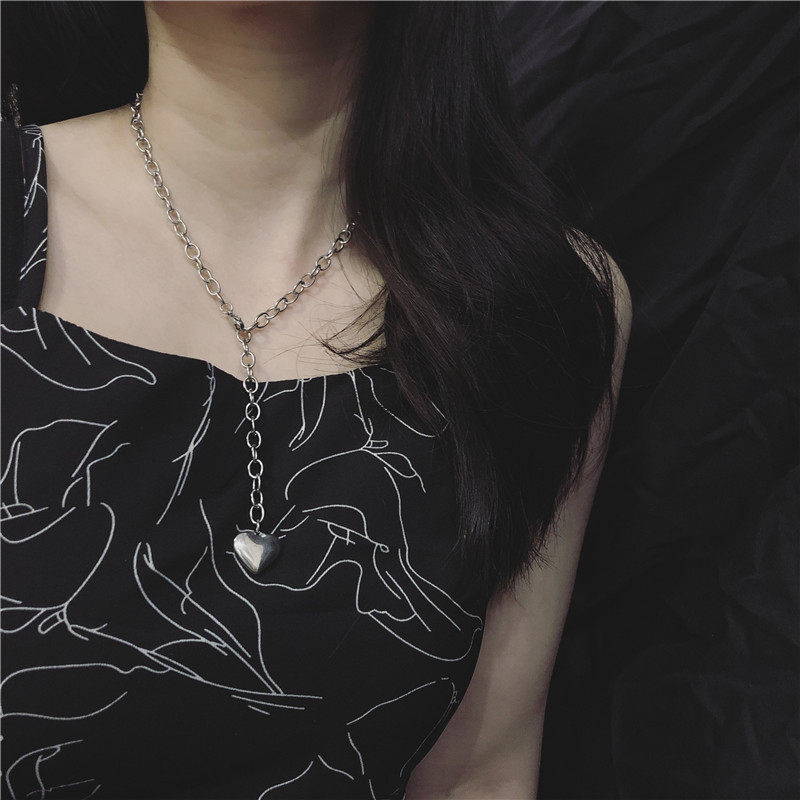 coolgirl 多种配搭 不锈钢大爱心少女心朋克硬妹长款项链