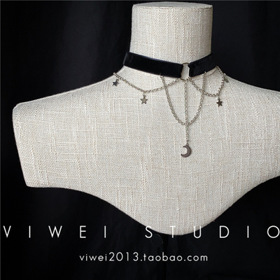 VIWEI金属风轻奢星月女短项链