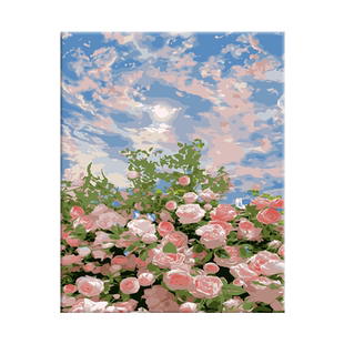 diy数字油画油彩花卉手工填色装饰画治愈解压客厅卧室高级感山茶