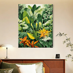 diy数字油画餐厅客厅玄关手绘填色减压手工填充风景油彩装饰绿植