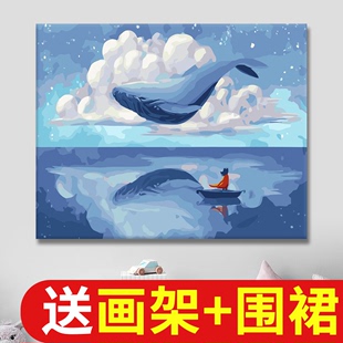 数字油画diy填色手工绘填充丙烯简单水彩儿童涂鸦油彩画卡通动漫