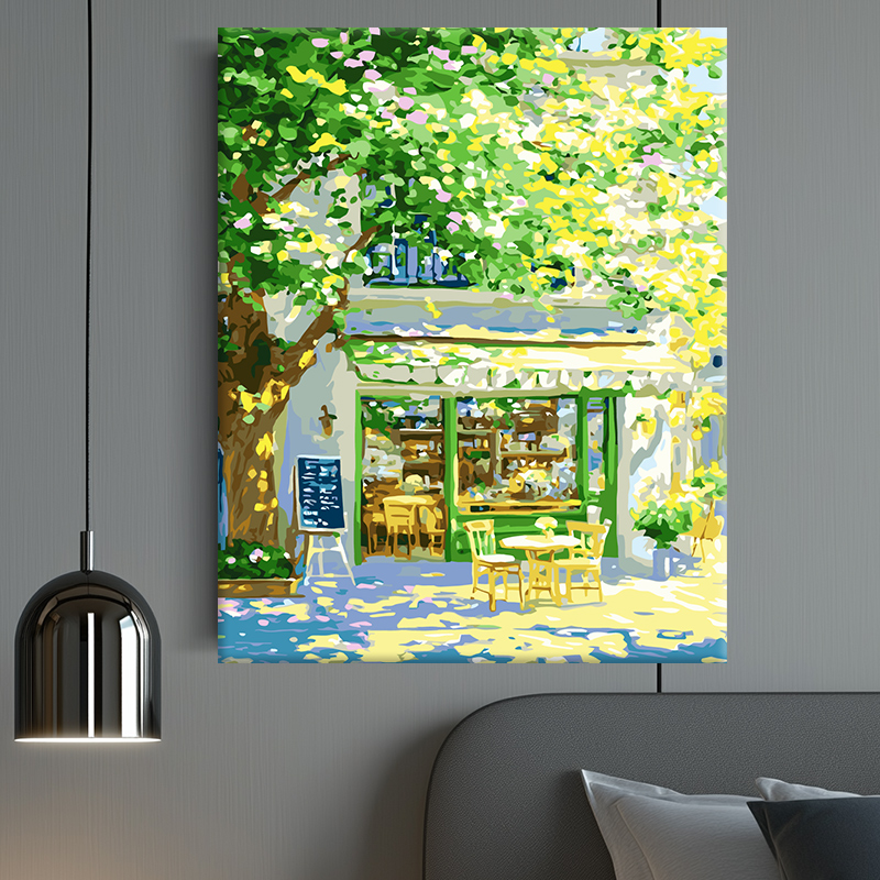 手工填色diy田园风景油彩丙烯画