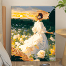 数字油画diy填色画人物高级感生日礼品手工背影画画填充油彩手绘