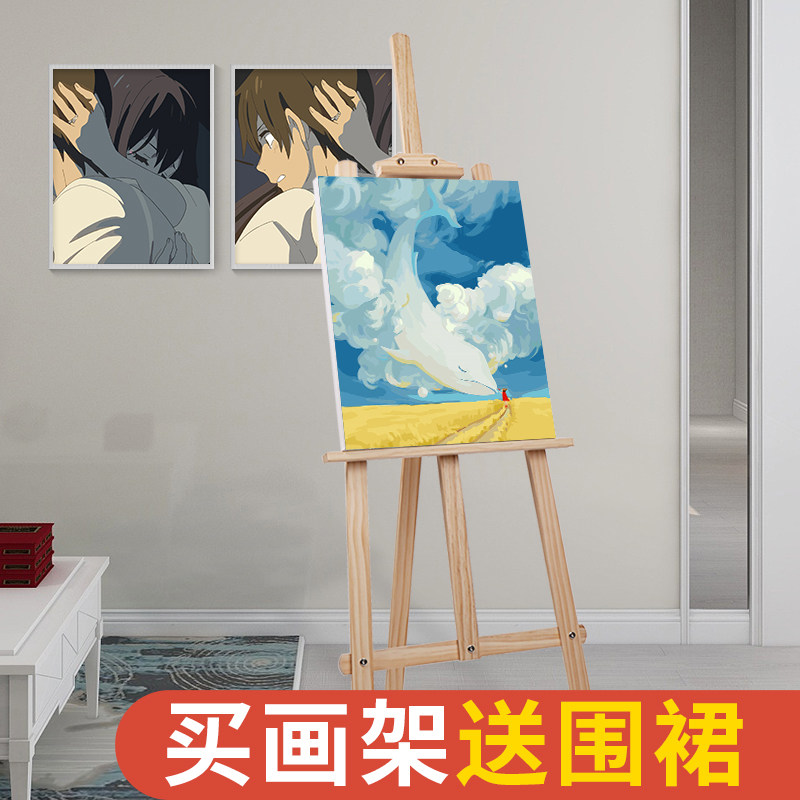 数字油画户外写生架子便携进口松木画架折叠架油彩画简易组装画架