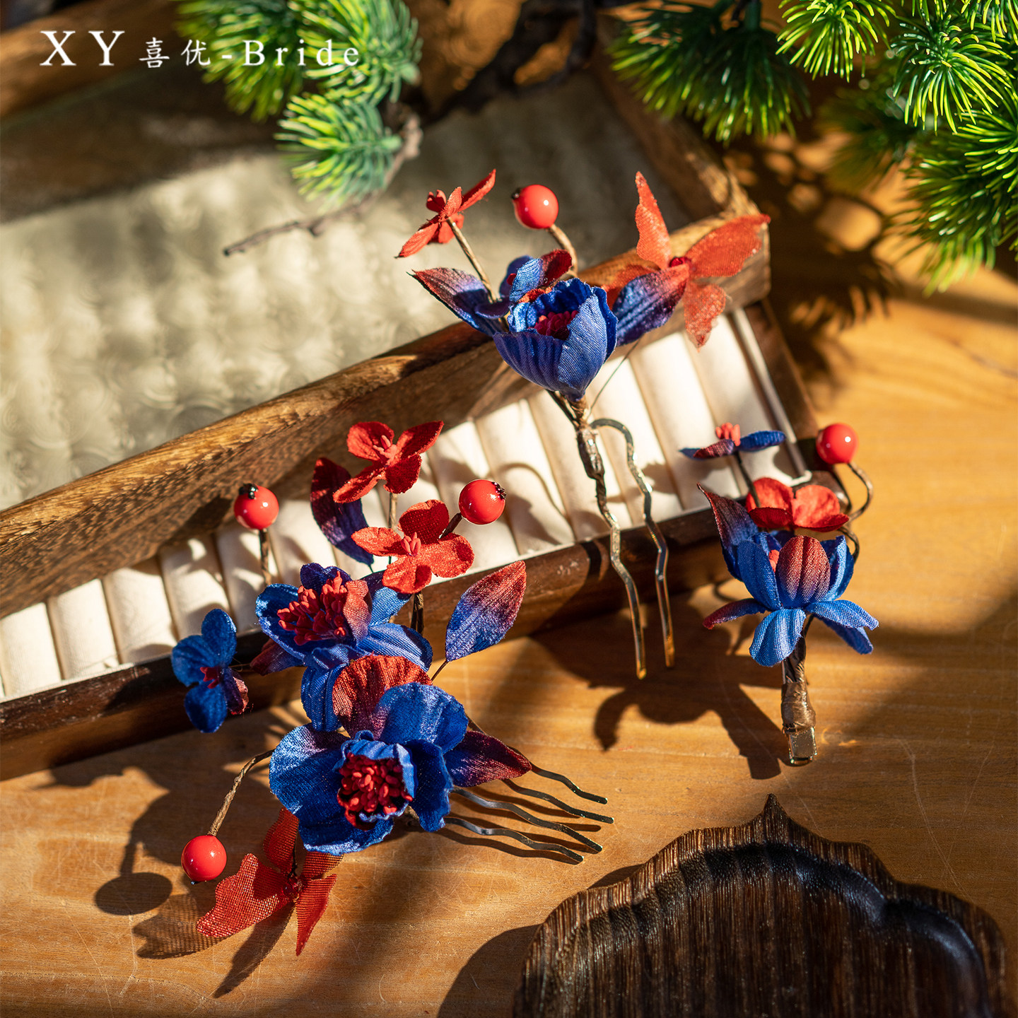 新款蓝色绒花红蝴蝶发簪发夹古风头饰新娘秀禾龙凤褂晨袍汉服发饰,饰品/流行首饰/时尚饰品新,发饰,淘宝优惠券,粉丝福利购,淘宝优惠卷