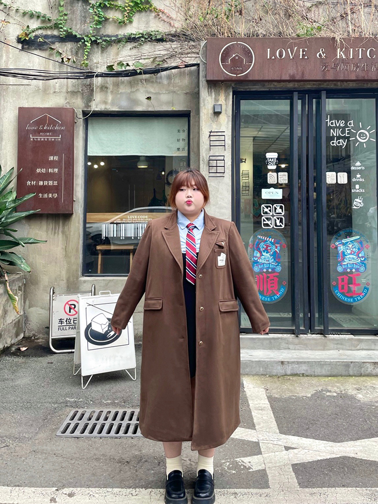 Large Size Right Shoulder Woolen Outwear Winter Fat mm Slimming Look Quilted 150kg Preppy Style Long Suit Jacket