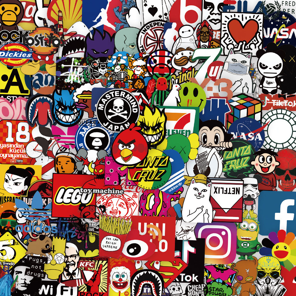 200张潮牌LOGO透明贴纸礼盒装