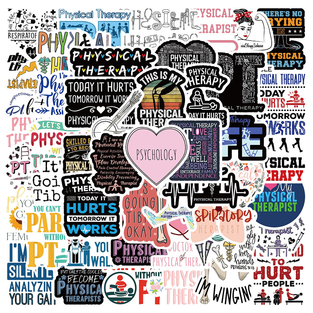 50张热门理疗英文贴画笔记本电脑水杯手机吉他电动车头盔防水贴纸