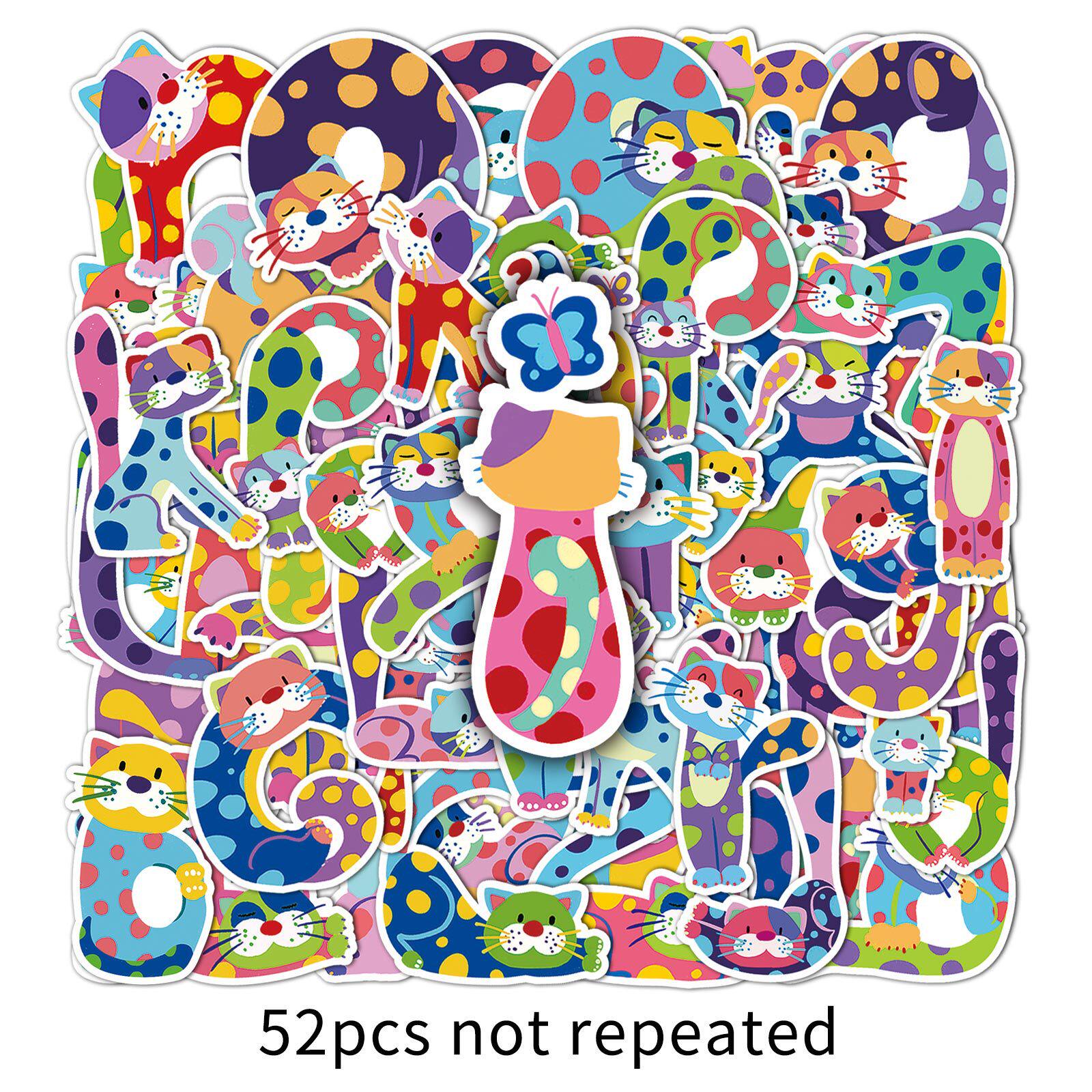 50张卡通猫咪英文字母创意贴画