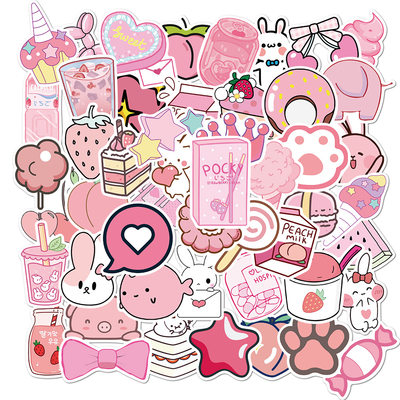 50张卡通可爱粉色ipad旅行箱贴纸