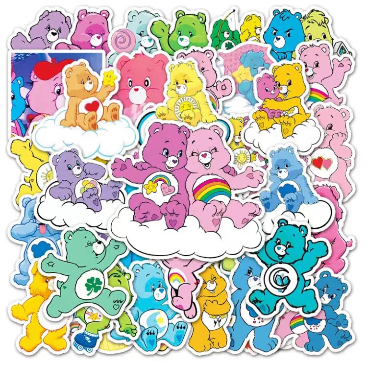 50张卡通可爱彩虹熊儿童装饰贴画