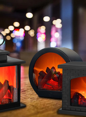 装饰壁炉创意小摆件家居软装工艺品烛台装饰LED木炭 火焰风灯