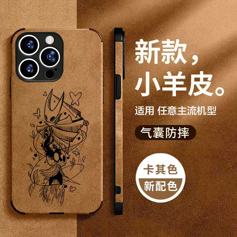 卡通二次元空洞骑士手机壳适用苹果15promax小米15红米k80华为p70vivoiqoo13周边oppo三星s25一加9小羊皮黑鲨