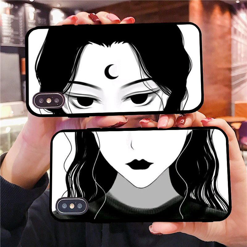 个性少女半遮脸手机壳适用华为p20pro/p10荣耀nova3/mate20自拍畅享9p