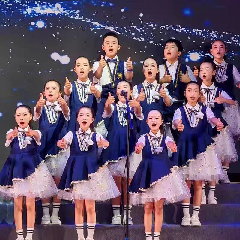 六一儿童大合唱演出服中小学生男女童演讲比赛学院风表演晚礼服