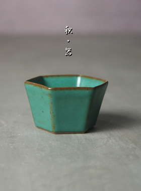 积器 景德镇手工人气六角品茗杯 日式粗陶六方单杯主人杯功夫茶具