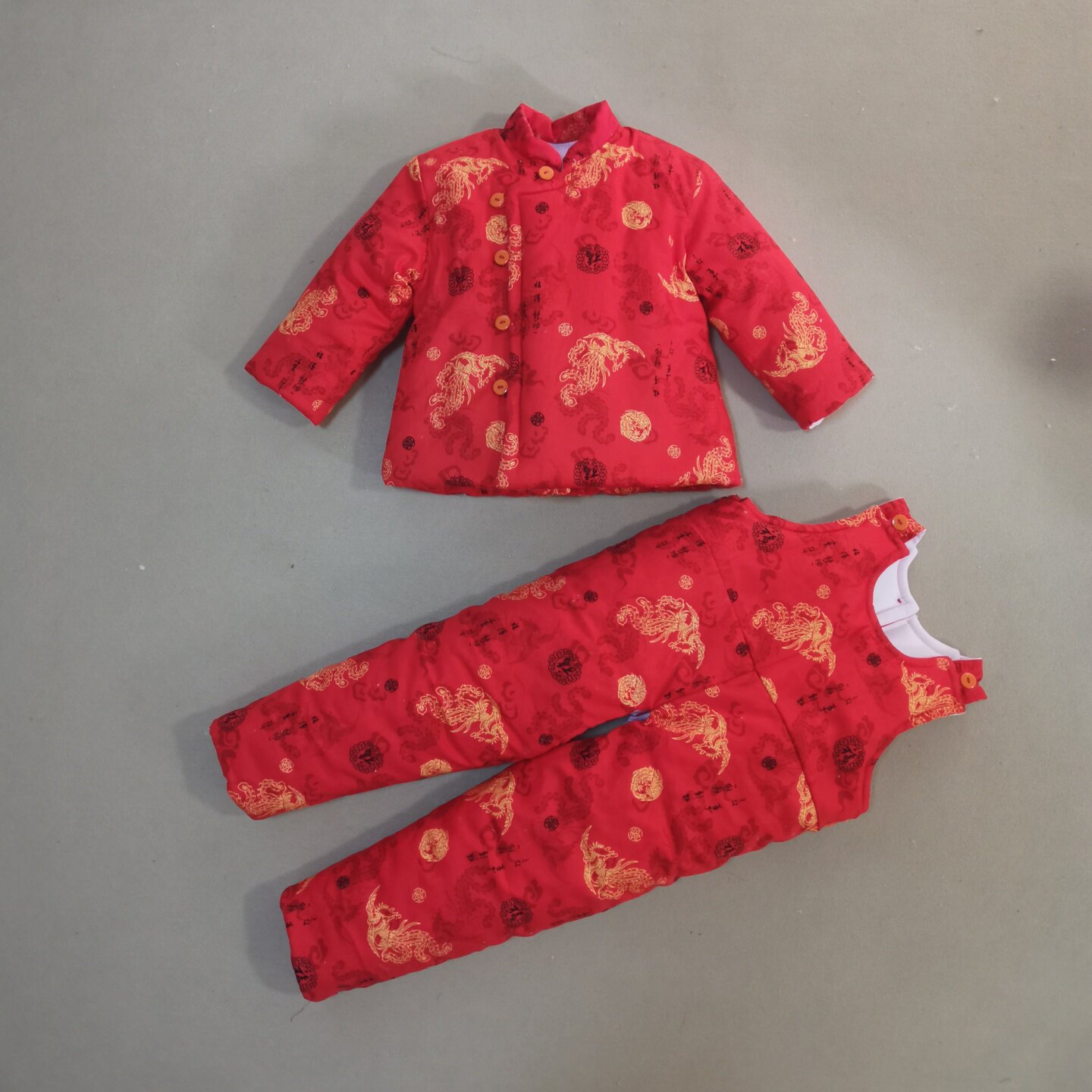 宝宝手工棉花棉衣儿童婴儿棉袄棉裤幼儿冬加厚棉服男女童开档套装