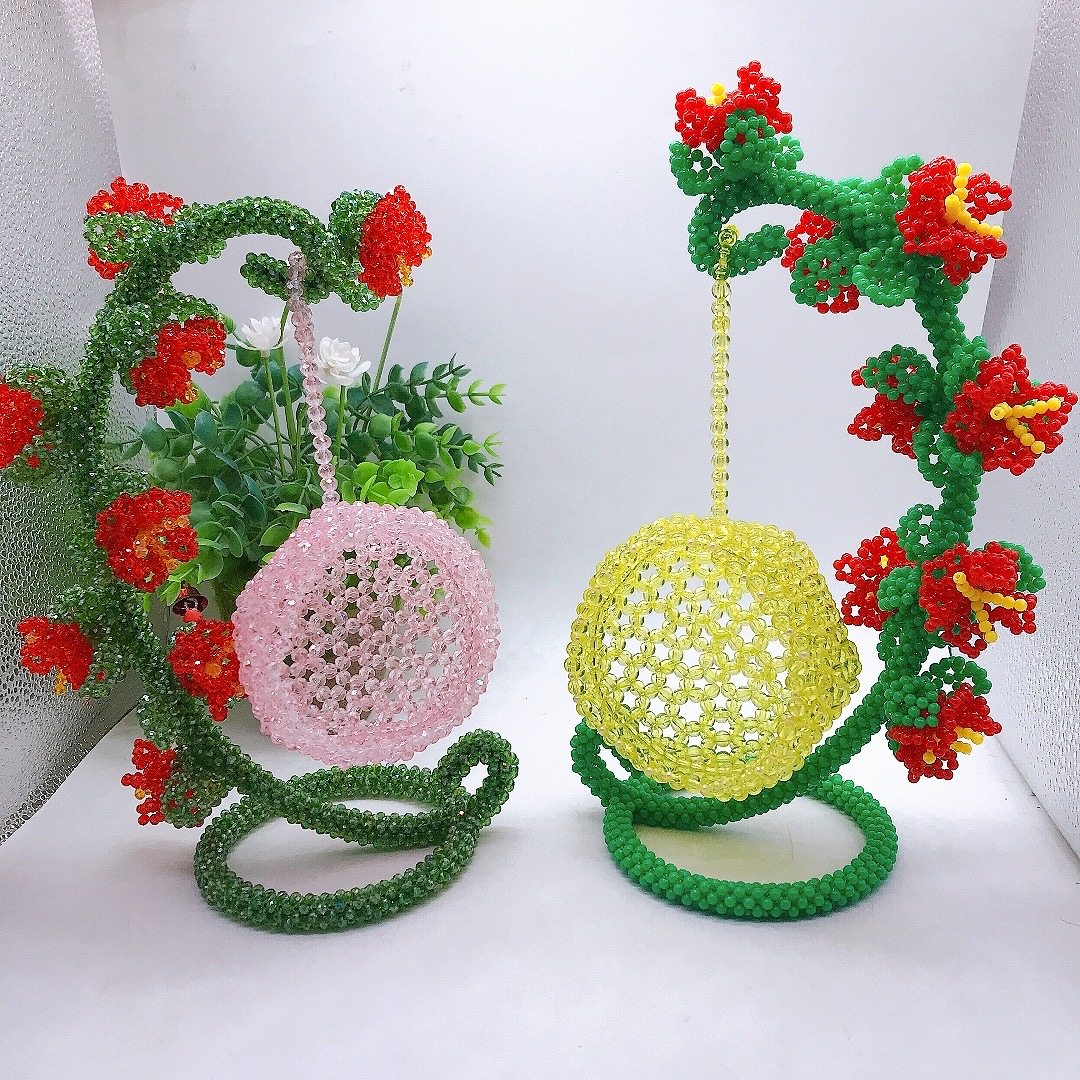 手工串珠小吊篮桌面摆件家居装饰儿童玩具