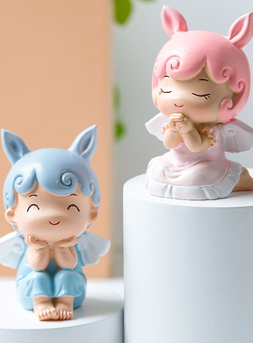 可爱娃娃摆件少女心房间布置北欧治愈系小物件创意家居桌面装饰品