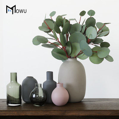 摩屋北欧莫兰迪色哑光陶瓷玻璃花瓶摆件家居饰品客厅插花花器摆设 虎窝淘