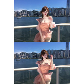 With99jiu 温柔蜜桃粉仙女上衣 重工早秋法式 极Z浪漫 独家原创