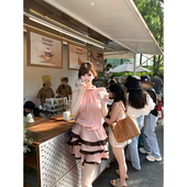 莓芙层纱 With 99jiu 古早千金风蛋糕裙设计感挂脖露背连衣裙