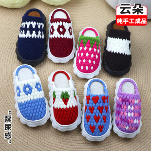 新款孺子牛云朵鞋底手工拖鞋冰条线钩织拖鞋毛线拖鞋成品