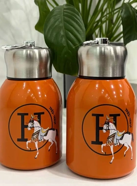 新款爱马仕橙色时尚316不锈钢便携杯女士小水杯子高颜值保温杯