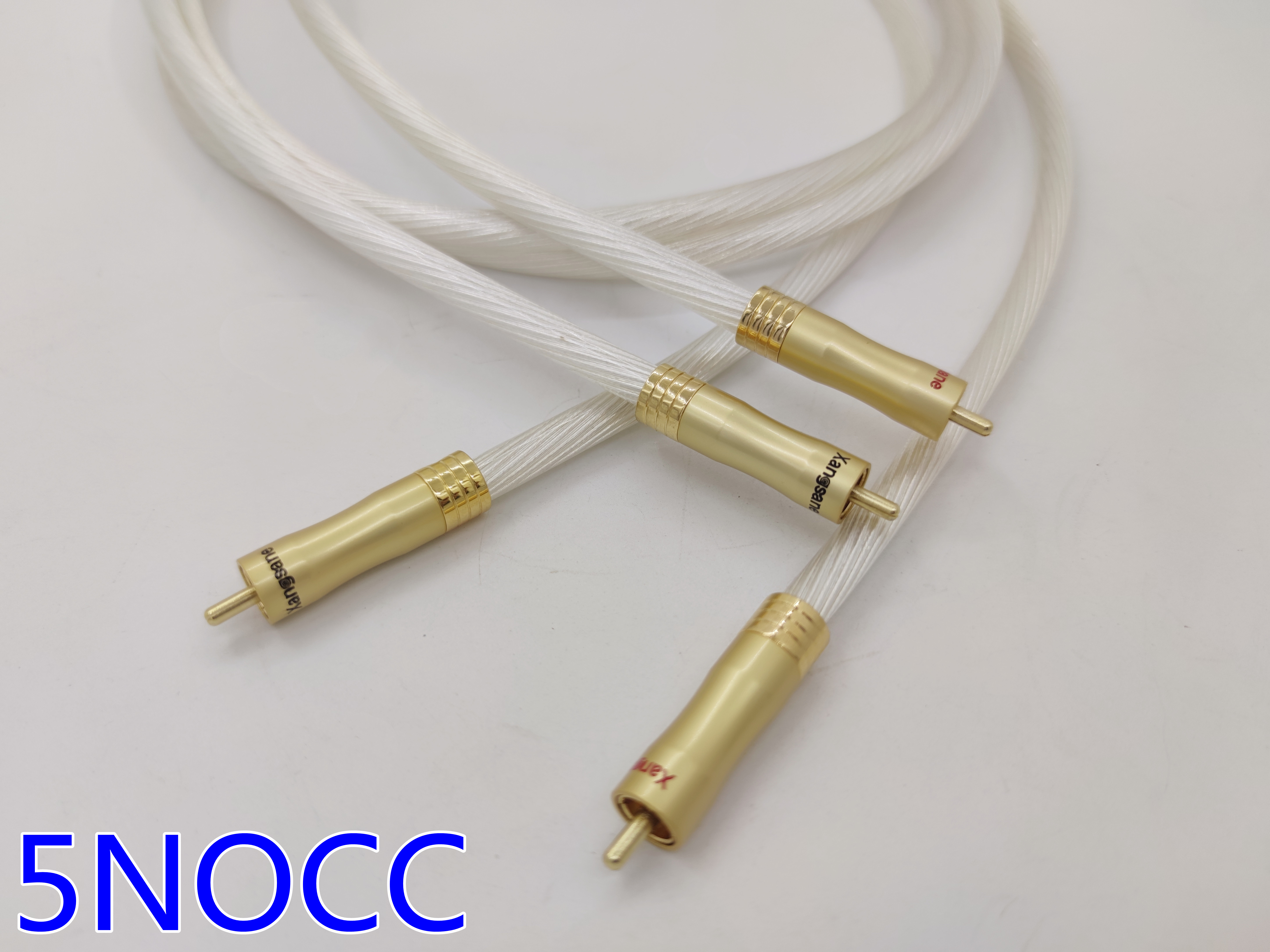 荷兰进口5NOCC单晶银线基发烧音频线双RCA连接音响信号纯铜镀金头