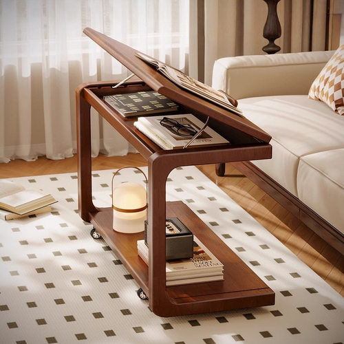 实木沙发边几可移动茶几客厅翻盖