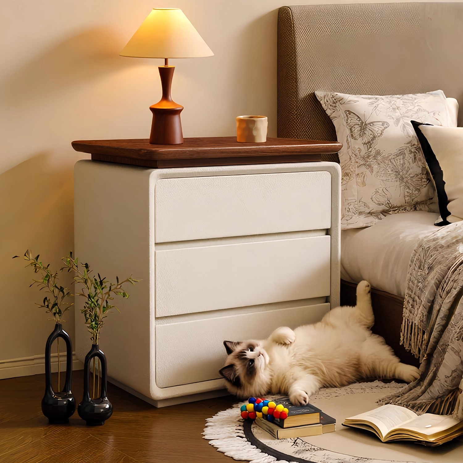 实木床头柜家用卧室2025新款小型