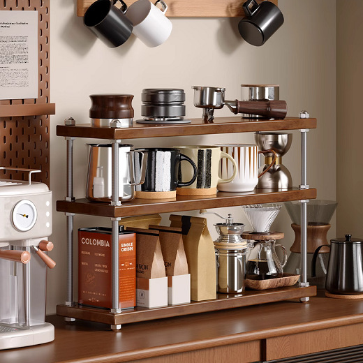 桌面双层置物架咖啡角小型杯架