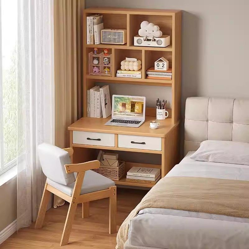 严选实木书桌书架一体书柜家用学生学习桌子卧室靠墙小户型电脑桌,住宅家具,连体书桌柜,淘宝优惠券,粉丝福利购,淘宝优惠卷