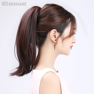 短款 对梳假马尾辫子 商务OL气质马尾高仿真发 直发马尾 假发中长款