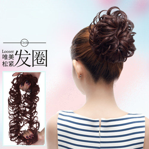 毛毛虫假发圈女生缠绕式长条发圈 丸子头蓬松盘发造型 卷发圈皮筋